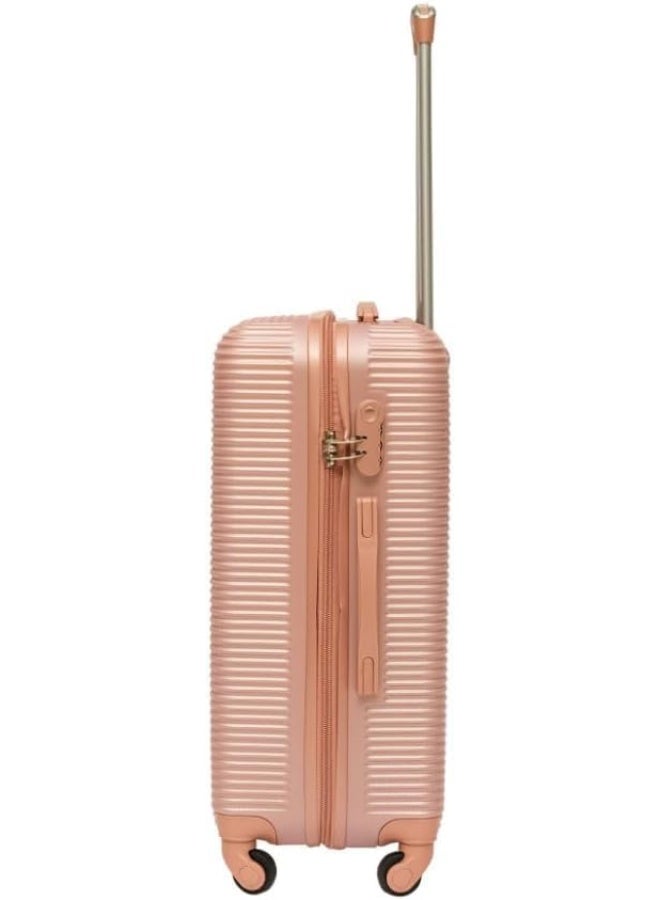 5-Piece Stripe Design Hardshell Luggage Set, Lightweight ABS Travel Trolley Bags with 360° Spinner Wheels & Secure Lock, Rose Gold - Image 4